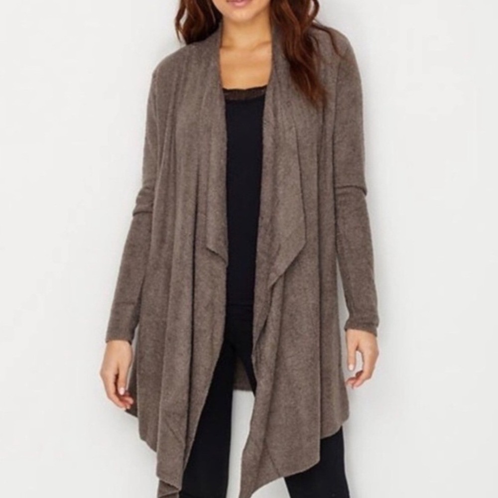 NWT Barefoot Dreams CozyChic Lite Ribbed Island Wrap Cardigan‎ Java Brown 1X